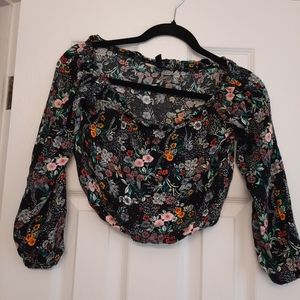 H & M divided off shoulder floral peasant top